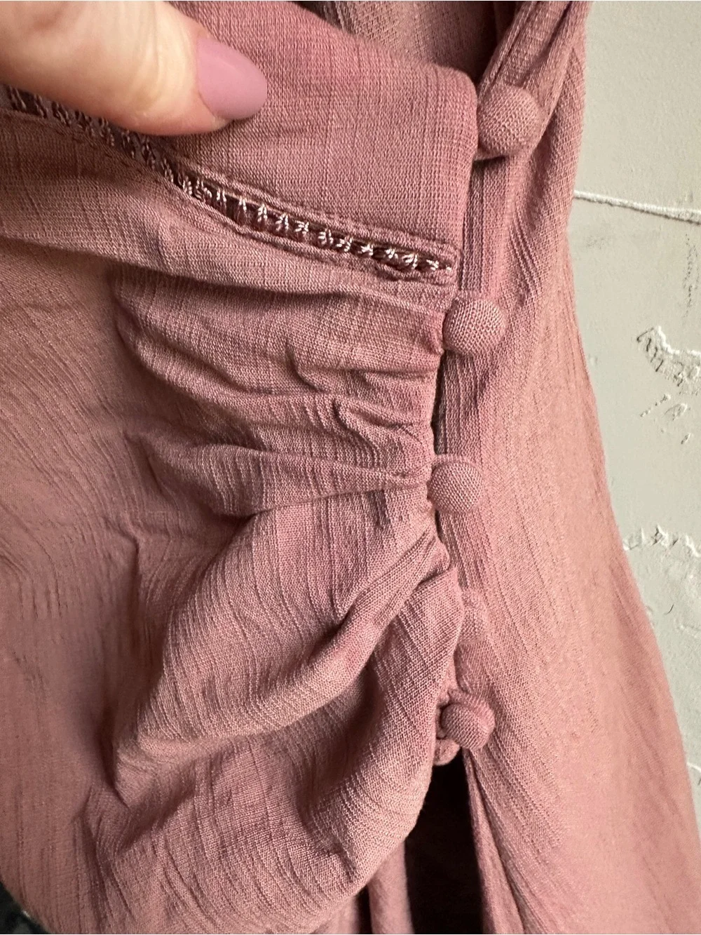Free People Intimately Mauve Asymmetrical Button Mini Dress Boho Fairycore XS